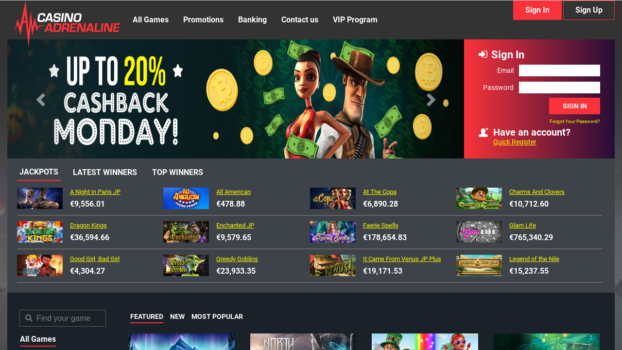 casino adrenaline 20 free spins