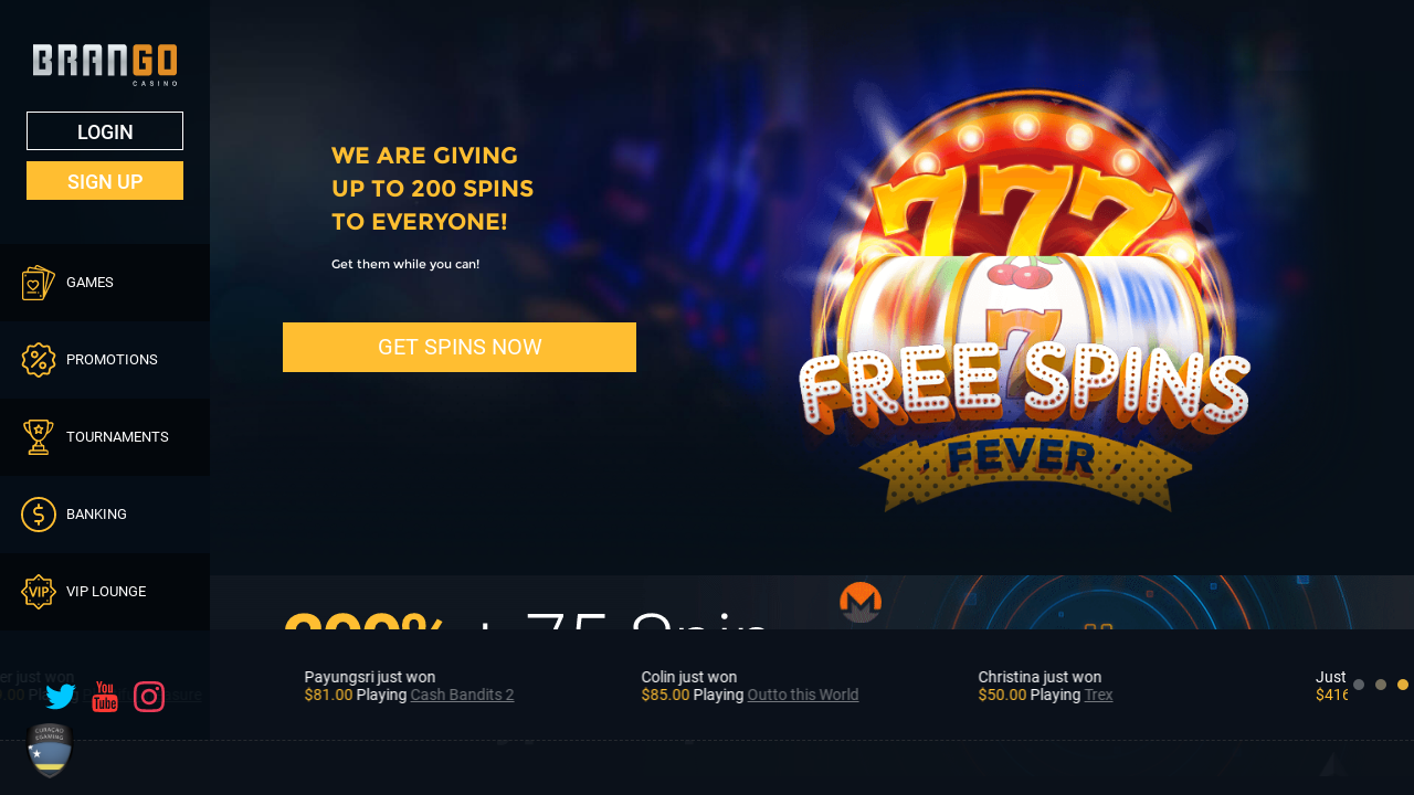Brango Casino Screenshot Brango Casino Screenshot