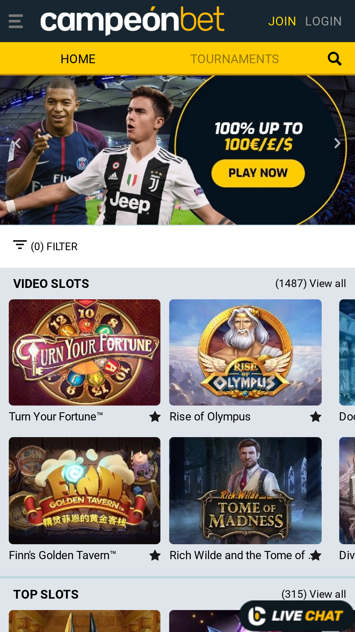 CampeonBet Casino Screenshot CampeonBet Casino Screenshot