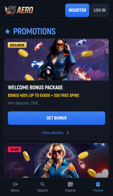 Aerobet Casino Screenshot