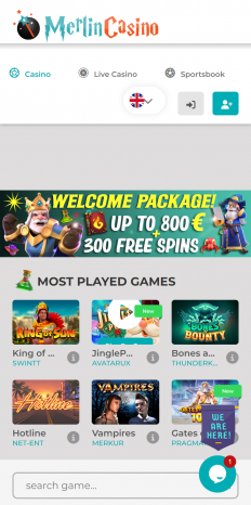 Merlin Casino Screenshot