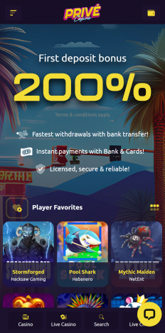 PriveCasino Screenshot