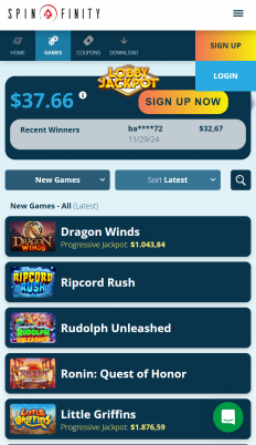 Spinfinity Casino Screenshot