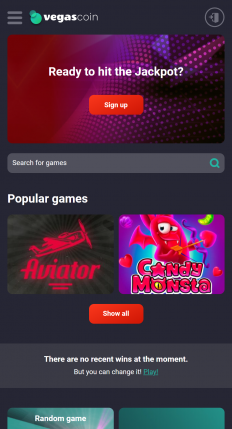 VegasCoin Casino Screenshot