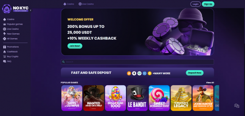 NoKYC Casino Screenshot